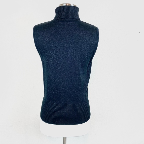 Lillie Rubin Black Turtleneck Beaded Sleeveless Sweater/Top - Picture 4 of 9